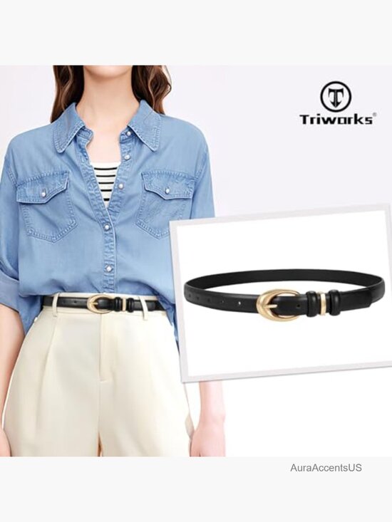 3 Pack Faux Leather Belt for Women with Gold Buckle main image 6